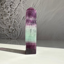 Load image into Gallery viewer, Purple &amp; Green Fluorite Obelisk - Milky Way Creations - Sydney - Crystal - Crystals - Candles - Soap - Howlite - Amethyst - Ethically Sources - Stones - gemstones - wholesale - amazonite
