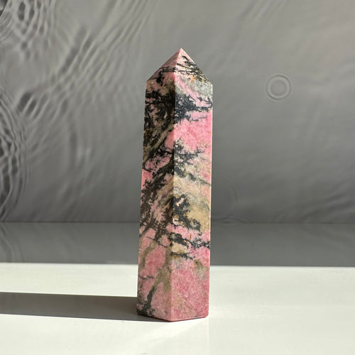 Rhodonite Tower - Milky Way Creations - Sydney - Crystal - Crystals - Candles - Soap - Howlite - Amethyst - Ethically Sources - Stones - gemstones - wholesale - amazonite