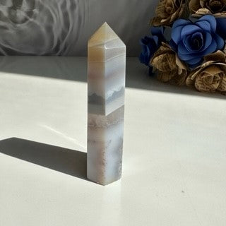 Agate Tower with Quartz Inclusions