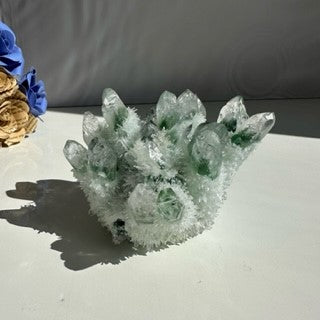 Green Phantom Quartz Cluster