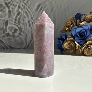 Pink Tourmaline, Lepidolite & Smoky Quartz Tower