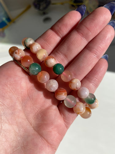 Green Flower Agate Bracelet - Milky Way Creations - Sydney - Crystal - Crystals - Candles - Soap - Howlite - Amethyst - Ethically Sources - Stones - gemstones - wholesale - amazonite