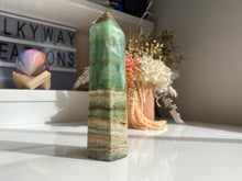 Load image into Gallery viewer, Pistachio Calcite Tower #334 - Milky Way Creations - Sydney - Crystal - Crystals - Candles - Soap - Howlite - Amethyst - Ethically Sources - Stones - gemstones - wholesale - amazonite
