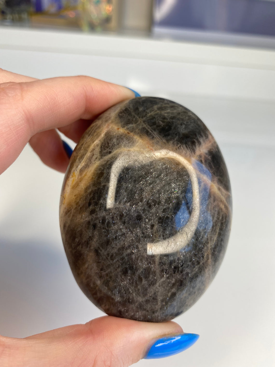 Black Moonstone Palm Stone