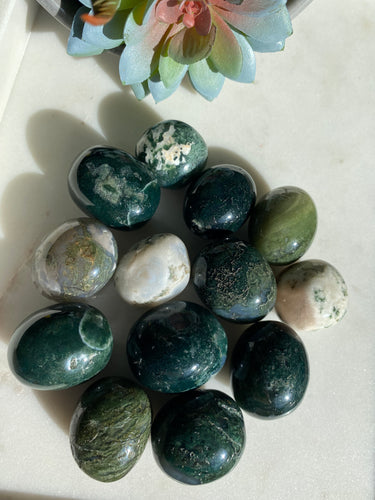 Moss Agate Tumbles - Milky Way Creations - Sydney - Crystal - Crystals - Candles - Soap - Howlite - Amethyst - Ethically Sources - Stones - gemstones - wholesale - amazonite