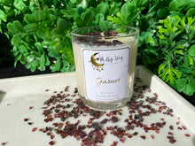 Load image into Gallery viewer, Garnet Crystal Infused Soy Candle - Milky Way Creations - Sydney - Crystal - Crystals - Candles - Soap - Howlite - Amethyst - Ethically Sources - Stones - gemstones - wholesale - amazonite
