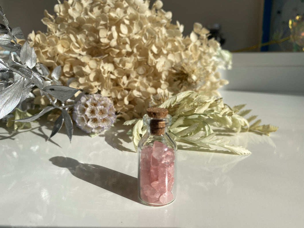 Rose Quartz Crystal Chip Jar - Milky Way Creations - Sydney - Crystal - Crystals - Candles - Soap - Howlite - Amethyst - Ethically Sources - Stones - gemstones - wholesale - amazonite