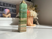 Load image into Gallery viewer, Pistachio Calcite Tower #334 - Milky Way Creations - Sydney - Crystal - Crystals - Candles - Soap - Howlite - Amethyst - Ethically Sources - Stones - gemstones - wholesale - amazonite
