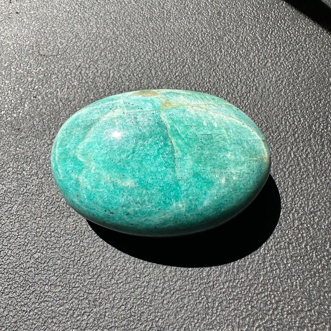 Amazonite with Black Tourmaline Inclusions Palm Stone